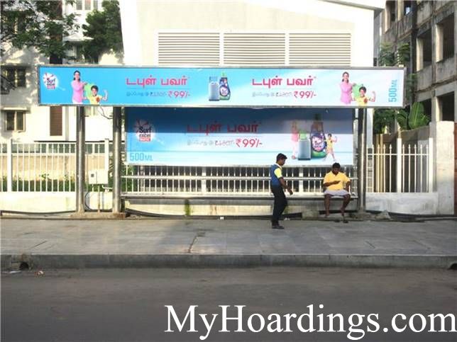 OOH Hoardings Agency in India, Bus Shelter Branding Company in Shenoy Nagar Metro Bus Stop 2 Chennai